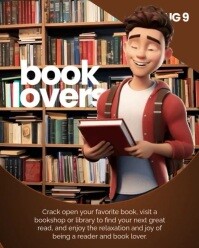 3d Book Lover Instagram Portrait template