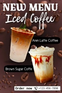 3d Brown Coffee Menu  Poster Póster template