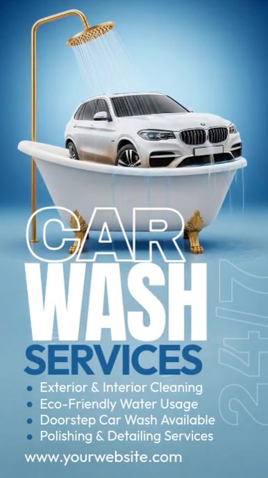 3d Car Wash Service Ad Instagram Story template