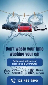 สีน้ำเงิน Car Wash Service Instagram-Story Template