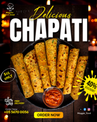 3d Chapati Food Indian Roti Offer Sale Restaurant Digital Signage Display Poster Template Online Fly Instagram Portrait