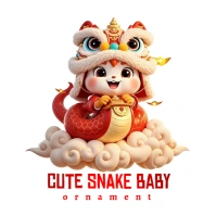 3d Chinese New Year Year Of The Snake Cute Snake Baby Wearing A Lion Hat And Riding Auspicious Cloud Logo template