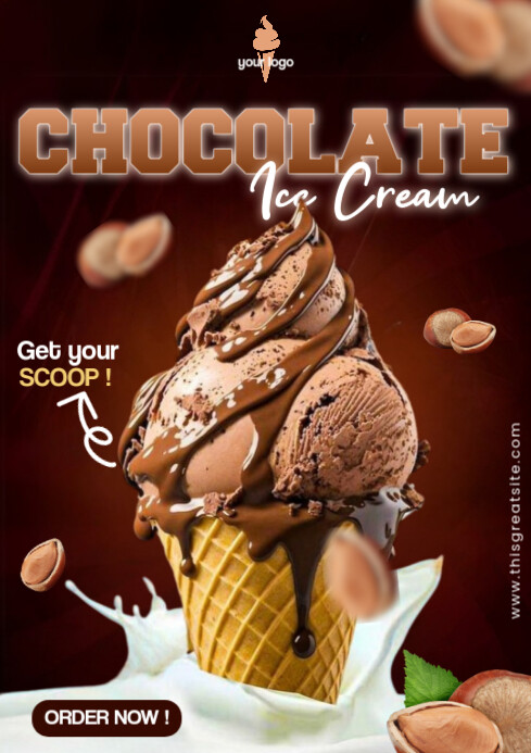 3d Chocolate Ice Cream  A4 template