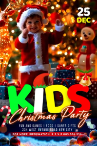 Kids Christmas Party Плакат Template