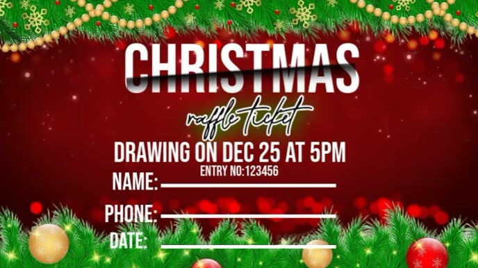3d Christmas Raffle Ticket , Christmas Party Digital Display (16:9) template