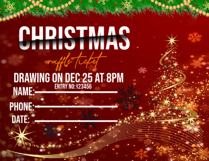 3d Christmas Raffle Ticket Flyer (us Letter) Template | PosterMyWall