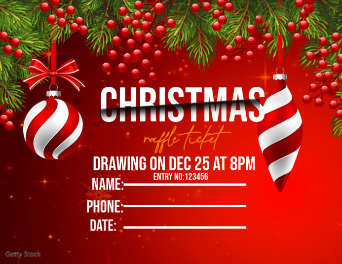 3d Christmas Raffle Ticket Flyer (us Letter) Template | PosterMyWall