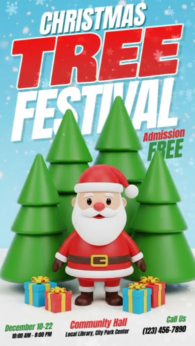 3d Christmas Tree Festival Instagram Story Template | PosterMyWall