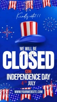 3d Closed On Independence Day Instagram Story template