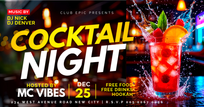 Copy of 3d Cocktail Night Party Drink Bar Coctail Promotion Invitation ...