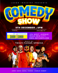 3d Comedy Show Stand Up Comic Comedians Showcase Performance Night Event Invitation Ads Flyer Templa Instagram Portrait template