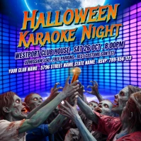 3d Cool Halloween Karaoke Night Party Flyer Instagram Post template