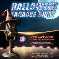 3d Cool Halloween Karaoke Night Party Video Ad Square (1:1) template