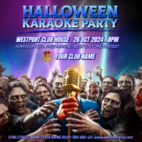 3d Cool Halloween Karaoke Party Instagram Post template