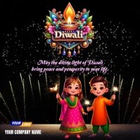 Черный Diwali Celebration Instagram na Post Template