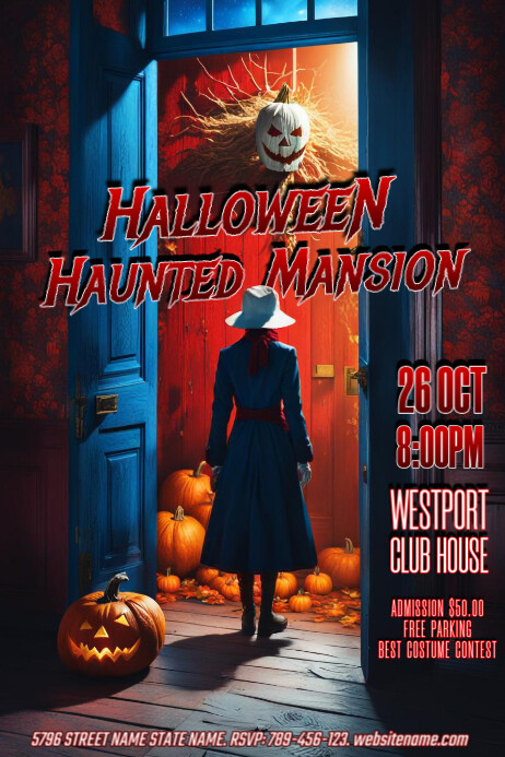 3D Creepy Halloween Event Poster Cartaz template