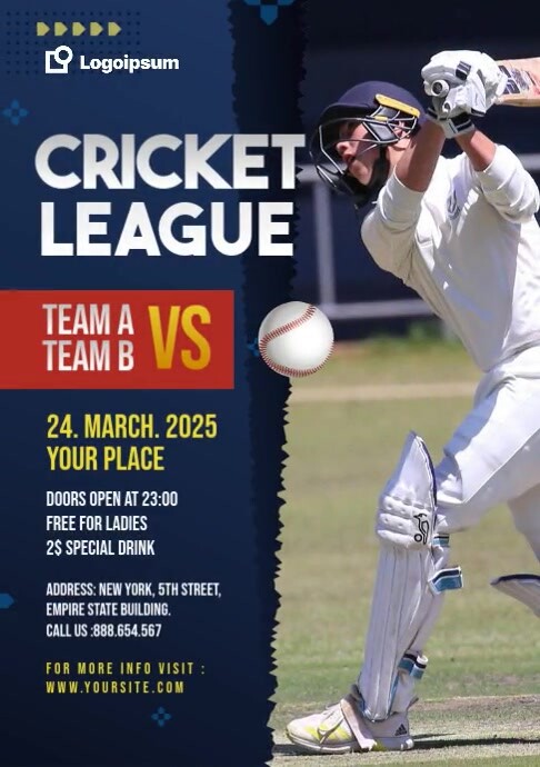 3d Cricket Flyer A4 template