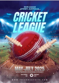 3d Cricket League  A4 template