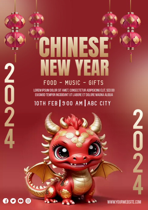 3d dragon of chinese new year Template | PosterMyWall