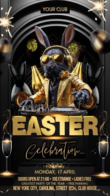 3d Easter Party Digital Display (9:16) template