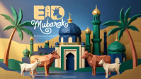 3D Eid Mubarak Celebration Digital Display Video Digitale Vertoning (16:9) template