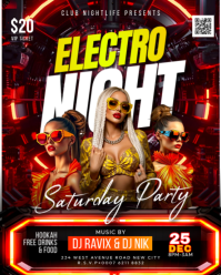 3d Electro Night Club Saturday Edm Elctronic Music Festival Dj Dance Concert Party Event Flyer Templ Instagram Portrait template