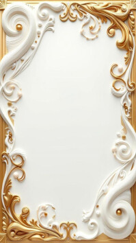 3d Empty Golden Floral Wedding Invitation Card Background A4 Digital Display (9:16) template