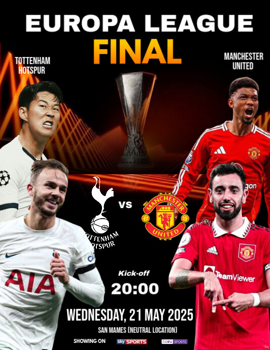 3d Europa League Final Tottenham Hotspur Vs Manchester United  Flyer (us Letter) template