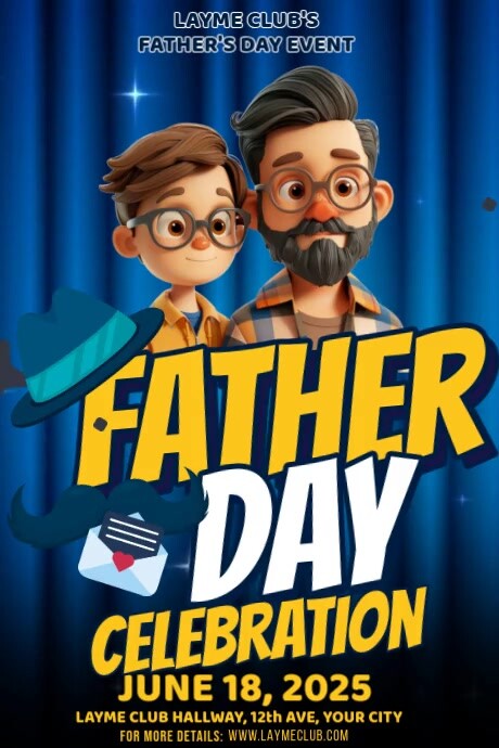 3d Father's Day Celebration  Poster template