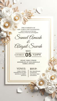 3d Floral Wedding Invitation Instagram Story template