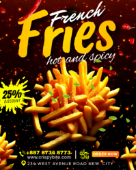 3d French Fries Potato Shoestring Crispy Friez Deep Fried Steak Chips Food Restaurant Flyer Template Instagram Portrait