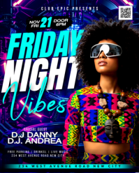 3d Friday Vibes Ladies Night Club Neon Glow Background Party Music Dj Event Invitation Flyer Templat Instagram Portrait template
