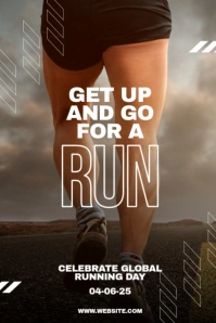3d Global Running Day Pinterest Graphic template