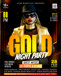 3d Gold Night Party Themed Golden Gala Affair Celebration Club Disco Bar Concert Event Flyer Templat Instagram Portrait template