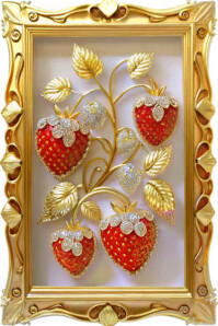 3d Golden Berry Elegance  Poster template