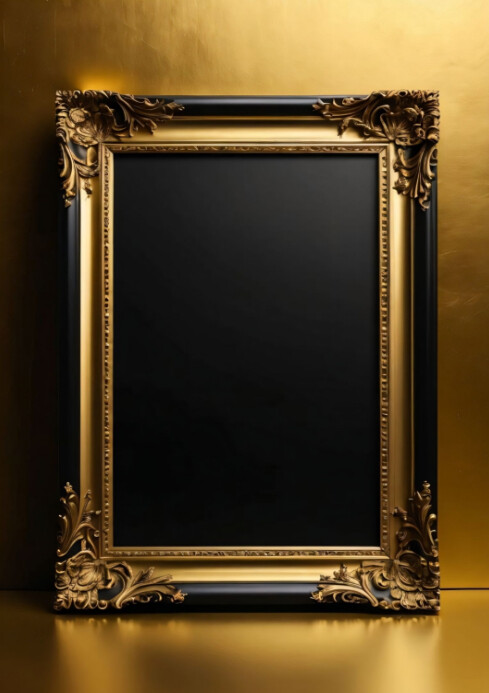 3D Golden Dark picture frame template A4