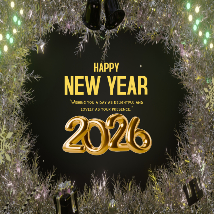Plantilla de 3D Golden Happy New Year 2026 Luxury Fireworks Poster ...