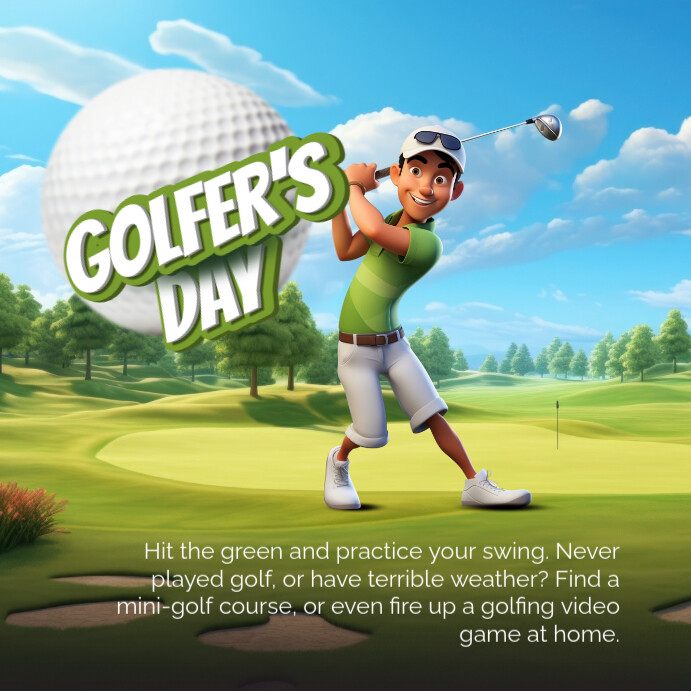 3d Golfer's Day Instagram Post template