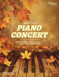 3d Grunge Autumn Piano Concert Flyer (us Lett template