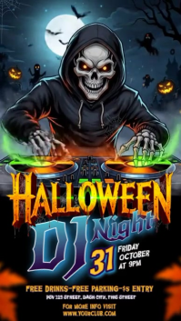 黑色 Halloween DJ Night Instagram Story Template