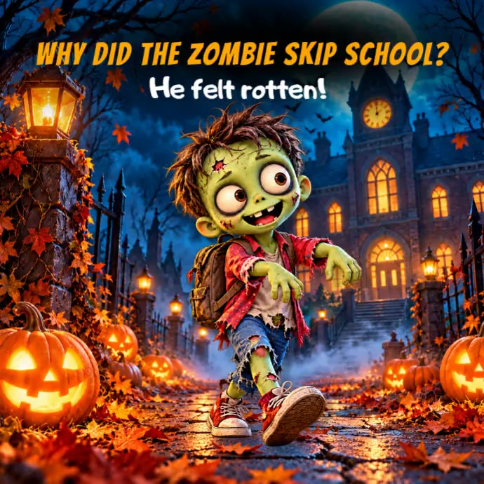 3d Halloween Joke Poster Square Video Template | PosterMyWall