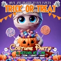 3d Halloween Kids Square (1:1) template