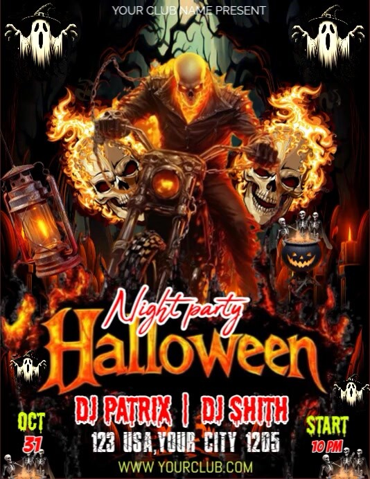 3d Halloween Night Party Flyer (us Letter) Template | PosterMyWall