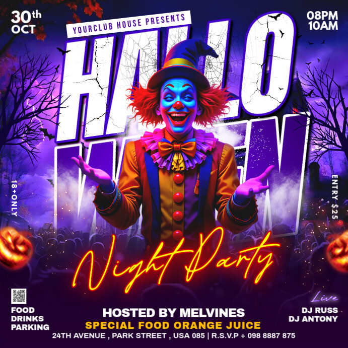 3d Halloween Night Party Flyer Instagram Post Template | PosterMyWall