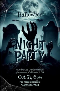 Black Halloween Party Poster Template