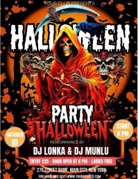 3d Halloween Party Video Fly Flyer (us Letter) Pamflet (Letter AS) template