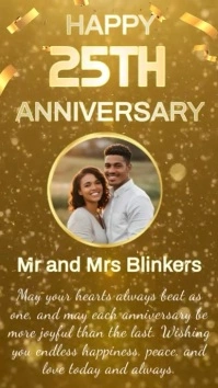 3d Happy Anniversary Happy Birthday Online Video Animated Greeting Card Gold  Digital Display (9:16 template