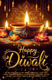 3d Happy Diwali Half Page Wide Szeroki pół strony template