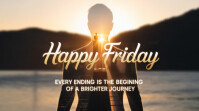 3d Happy Friday Inspirational Quote Poster – Positive Sunrise Motivation Wall Art Digital Display (1 Affichage numérique (16:9) template
