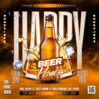 3d Happy Hours Video Ads Flyer Instagram Post template